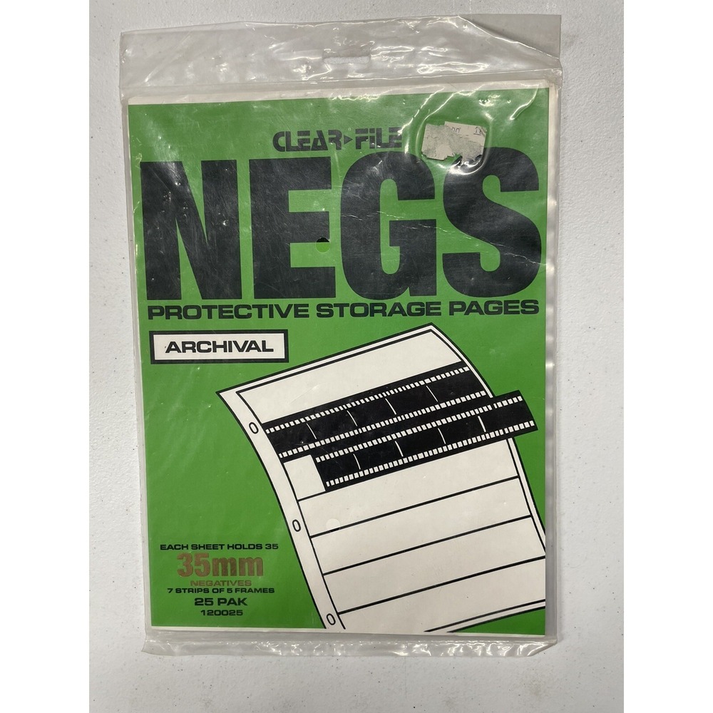 NEW‎ Clear File Archival Classic 35mm Negatives Package of 25 Side Loading Pages